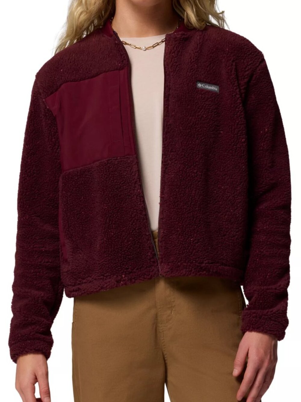 Columbia Women's Stellar Path Fleece Bomber Full Zip - Color: Rich Wine - Picture 5 of 7